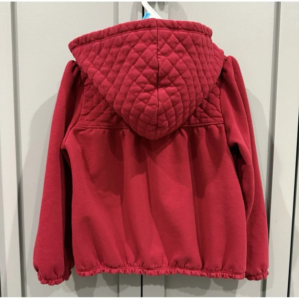 Gymboree Hoodie Red Sweatshirt Jacket 2012 Cozy Owl Line Girl Size 5T-6T Quilted